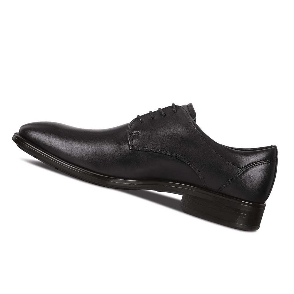 Men's Ecco Citytray Plain Toe Dress Shoes Black | USA 512XYU